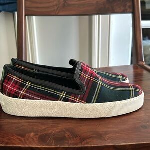 Sam Edelman Red and Black Plaid Sneakers
